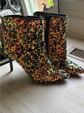 I.N.C Sequin Ankle Boots - Multicolor Glitter